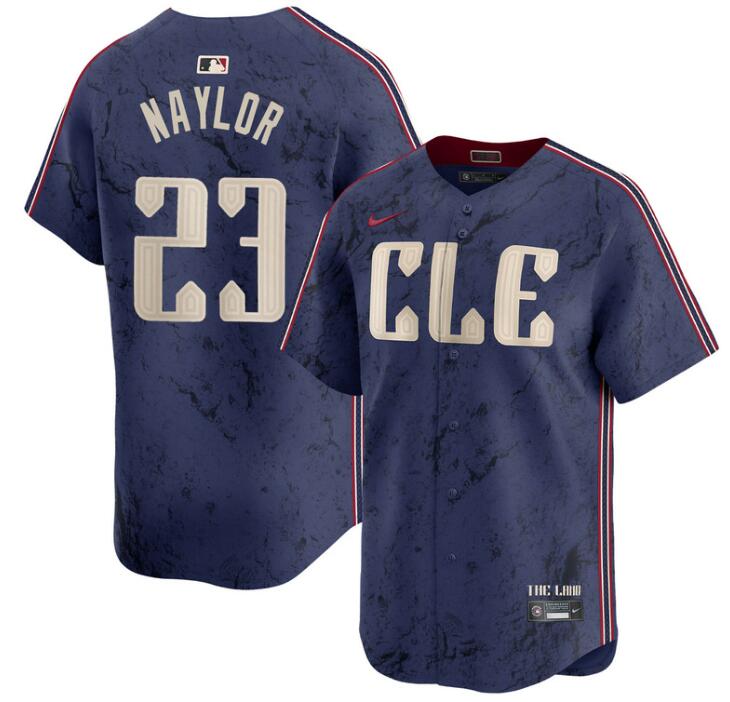 Men's Cleveland Guardians #23 Bo Naylor Navy 2024 City Connect Limited Stitched Baseball Jersey